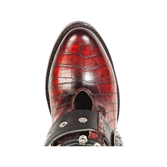 NWT Freebird by Steven Saloon Red Croco Leather Western Ankle Booties - Picture 6 of 9